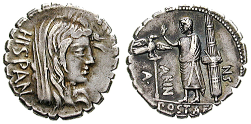 postumia roman coin denarius